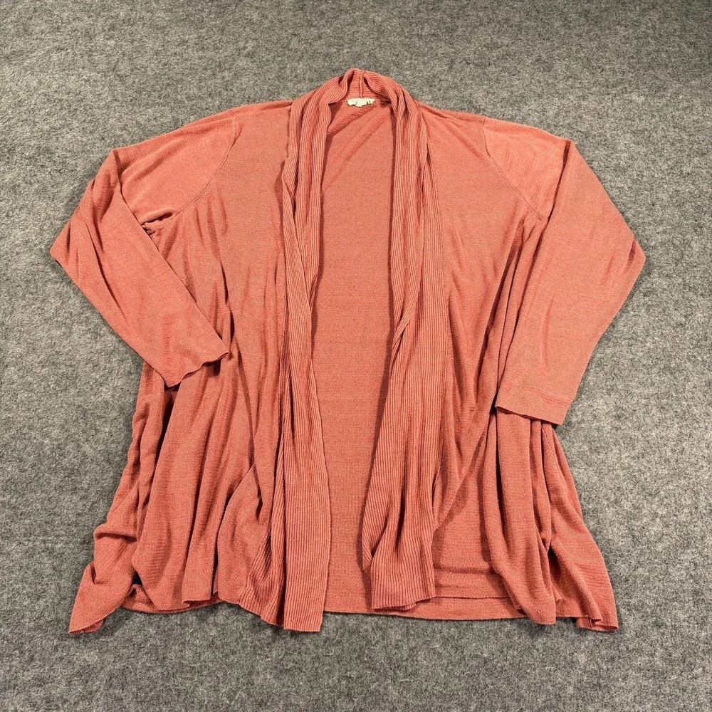 Eileen Fisher Cardigan Womens‎ 3X Pink Linen Nylon Open Front Lightweight Knit